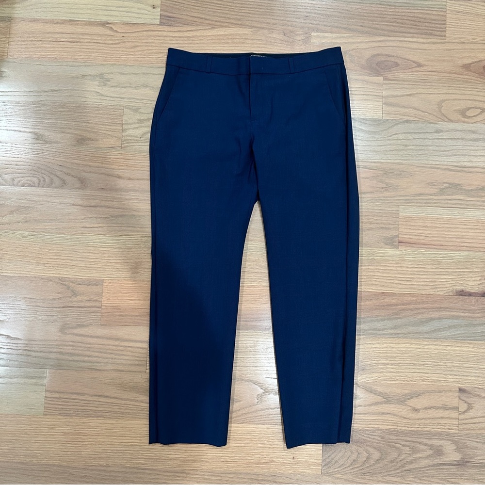 Banana Republic Women’s Navy Blue Houndstooth Plaid Wool Ankle Dress Pants